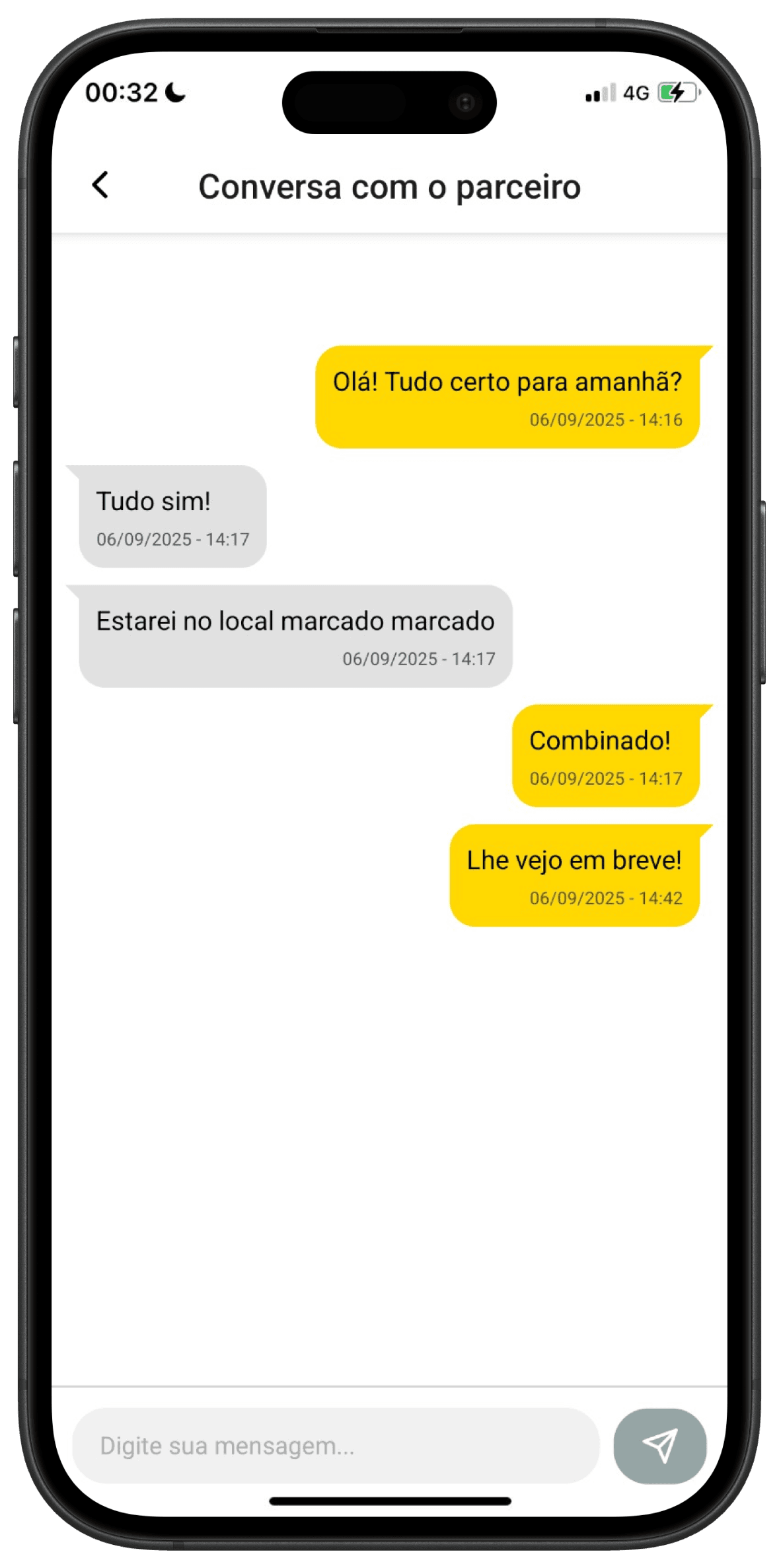 Fale direto com o parceiro, sem sair do app