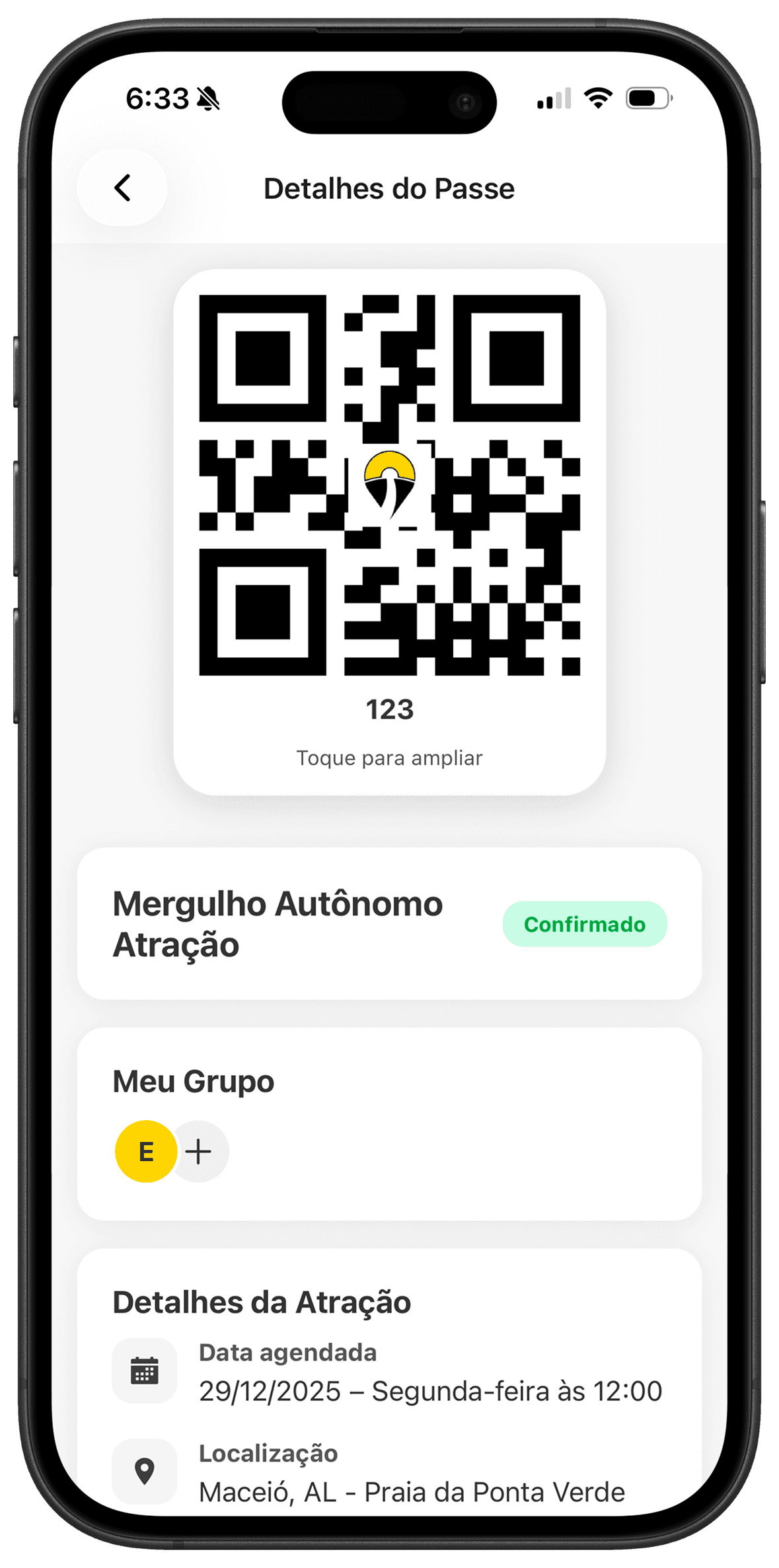 QR Code no app, entrada rápida na experiência